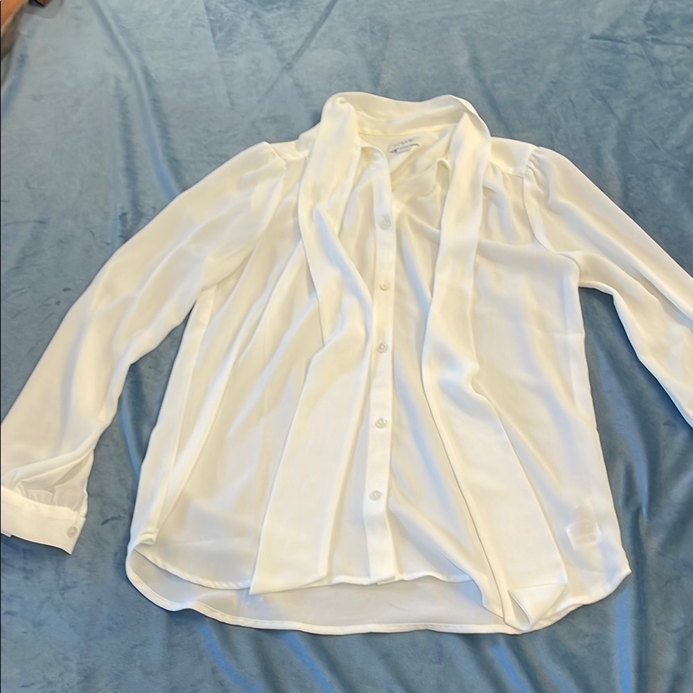 J. Crew White Button Down Shirt with Tie Front XXS Women’s